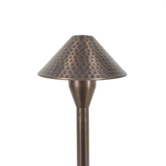 FLEX Hammered Hat Path Light - Vintage Brass
