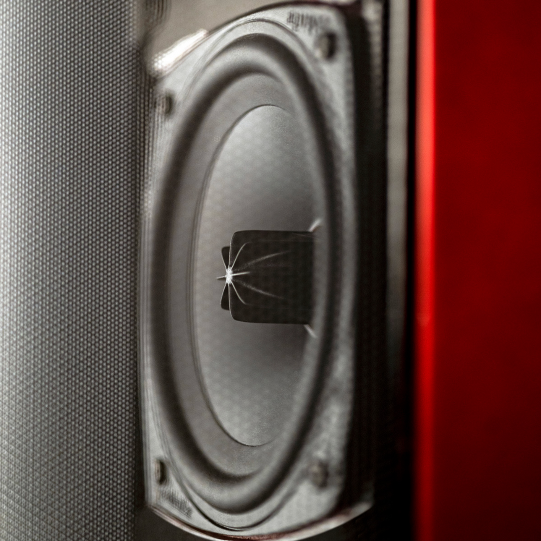 T66 Three-Way Tower Speaker with Powered-Bass - Santa Barbara Red