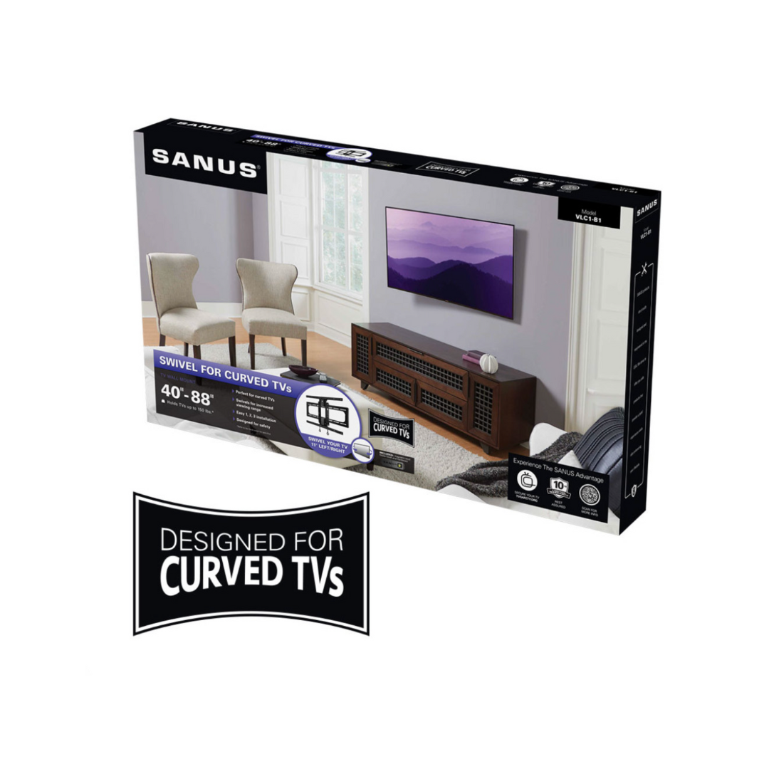 SANUS VLC1-B1 Curved TV Swiveling Wall Mount For 40"-88" TVs
