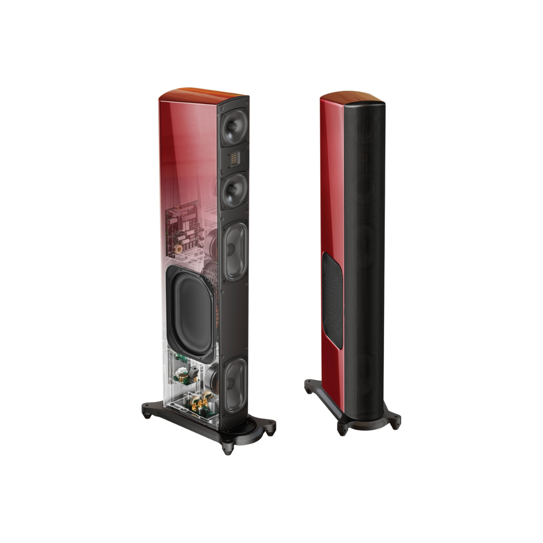 T66 Three-Way Tower Speaker with Powered-Bass - Santa Barbara Red
