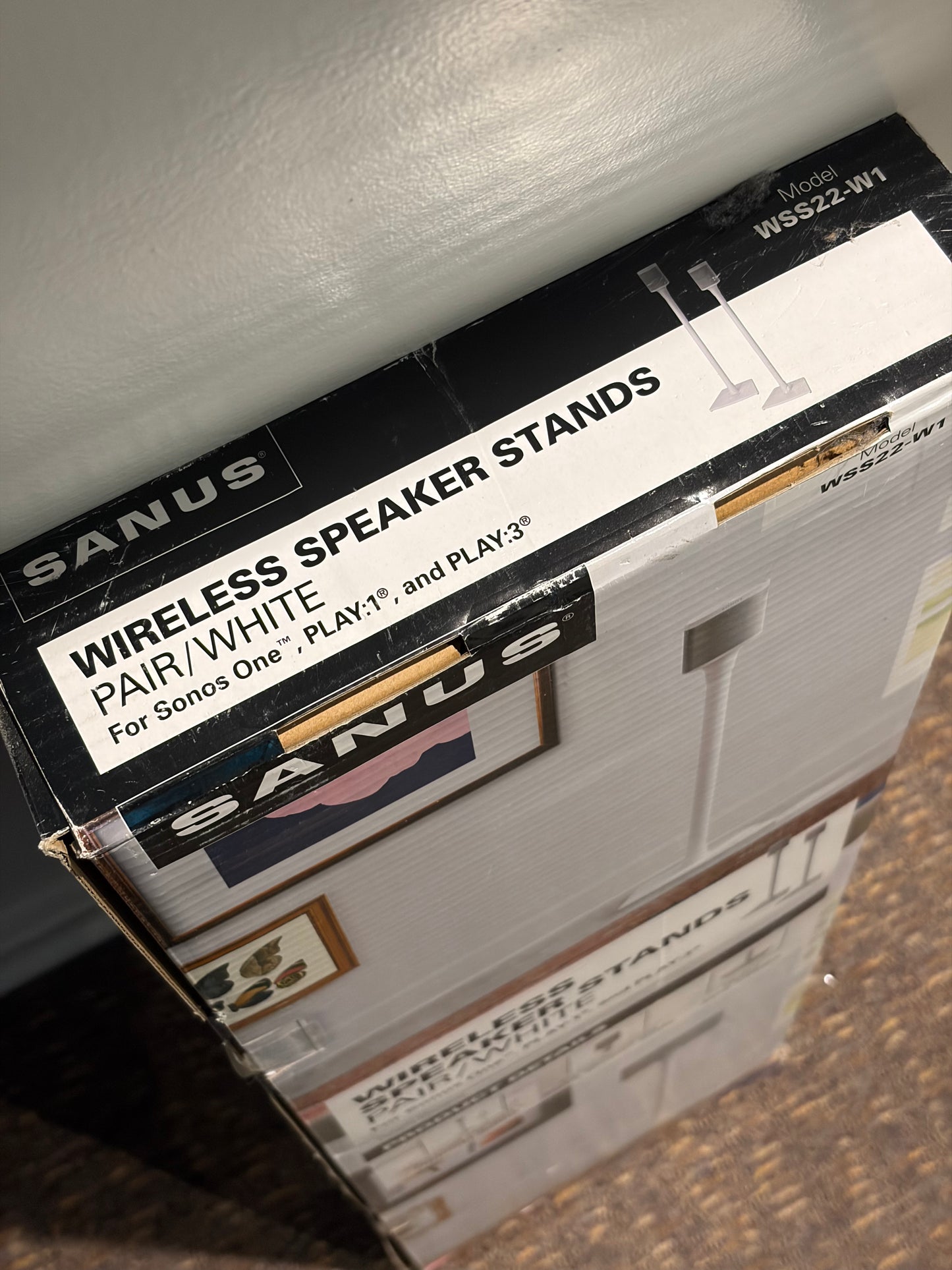 Sanus WSS22-W1 Speaker Stand Pair for Sonos One, Play:1 and Play:3 - White