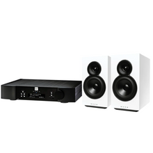 All-in-One Music Player with Bookshelf 2-Way Loudspeaker Pair Package - Black