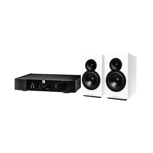 ACE All-in-One Music Player with VOICE 22 Bookshelf 2-Way Loudspeaker Pair Package - White