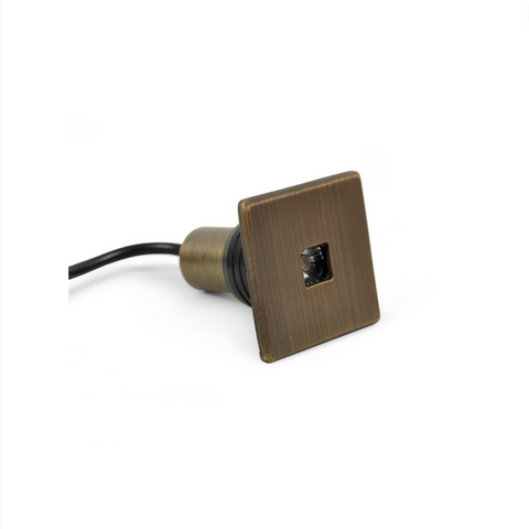 Niche Light with Square Bezel Shroud Vintage Brass - Standard Throw - QuikPik Lighting Kits